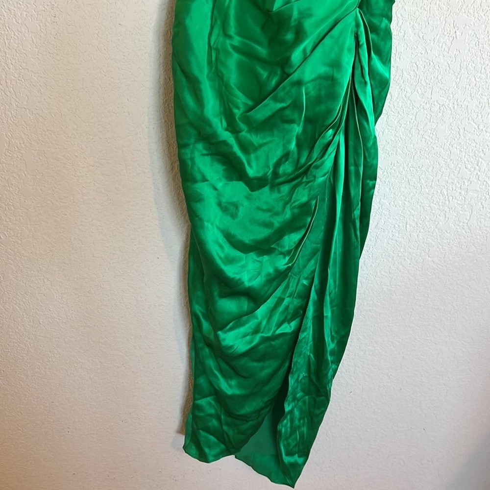 Amanda Uprichard Jasalina 100% silk midi Dress in Jungle green - Picture 5 of 12